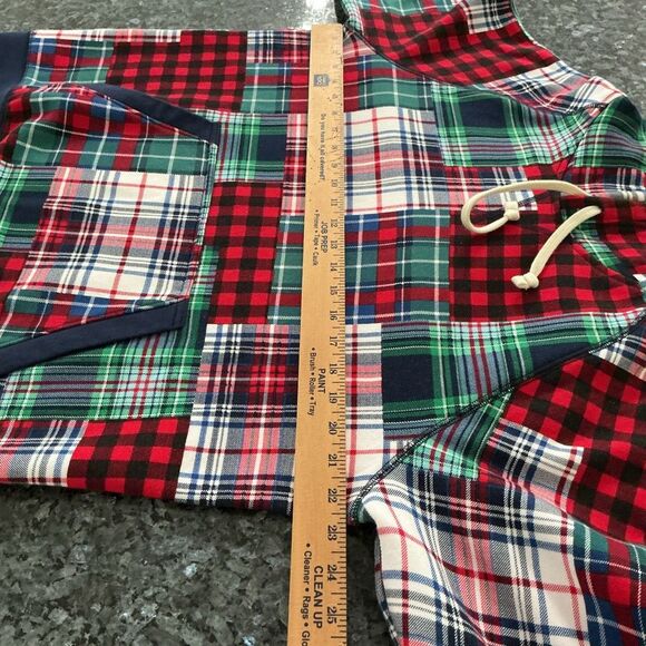 Lands’ End Serious Sweats Patchwork Plaid Hoodie Men’s Medium - Picture 9 of 12